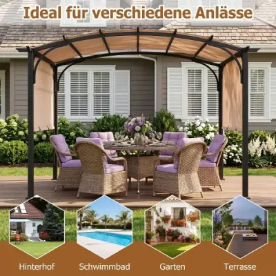 Pergola s nastavitelnou posuvnou střechou 3 x 2,4 m zahradní pavilon se sluneční ochranou béžová