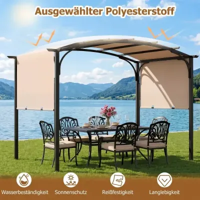 Pergola s nastavitelnou posuvnou střechou 3 x 2,4 m zahradní pavilon se sluneční ochranou béžová