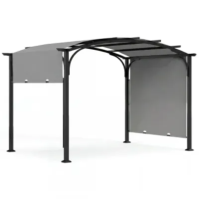 Pergola s nastavitelnou posuvnou střechou 3 x 2,4 m zahradní pavilon se sluneční ochranou šedý