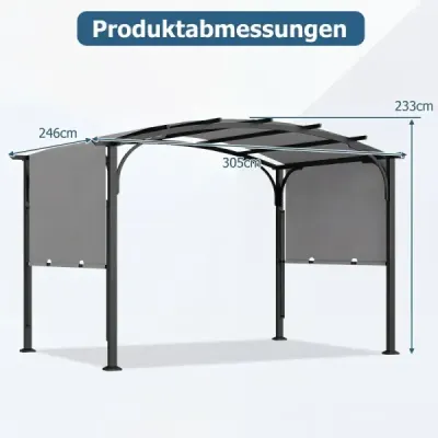 Pergola s nastavitelnou posuvnou střechou 3 x 2,4 m zahradní pavilon se sluneční ochranou šedý