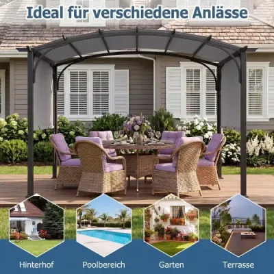Pergola s nastavitelnou posuvnou střechou 3 x 2,4 m zahradní pavilon se sluneční ochranou šedý