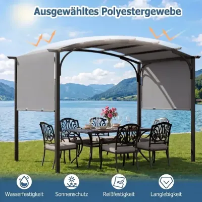Pergola s nastavitelnou posuvnou střechou 3 x 2,4 m zahradní pavilon se sluneční ochranou šedý