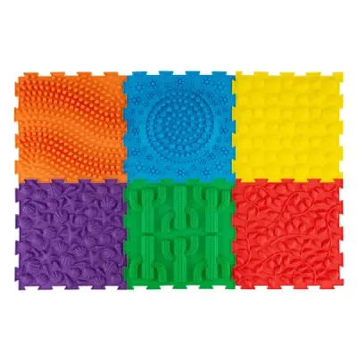 Senzorická podložka ke stohování, ortopedická hrací podložka z nepromokavého materiálu, 30 x 30 cm, vícebarevná