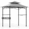 Grilovací pavilon/přístřešek na grilování se sluneční clonou a dvojitou střechou, BBQ pavilon s košem, 245 x 149 x 248 cm, šedý