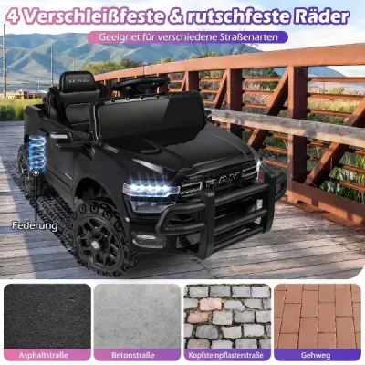 Dětské elektrické auto RAM 3500 12V se 2 motory 25W pro děti od 3 let, 3,1–5 km/h, černé