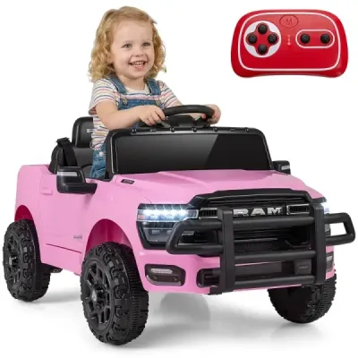 Dětské elektrické auto RAM 3500 12V se 2 motory 25W pro děti od 3 let, 3,1–5 km/h, růžové