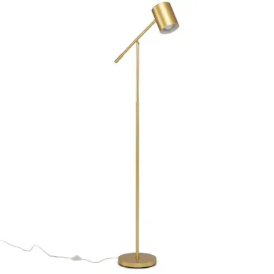 Stojací lampa 175 cm, lampa na čtení s nastavitelnou hlavou a ramenem, lampa do obývacího pokoje s paticí E27, zlatá