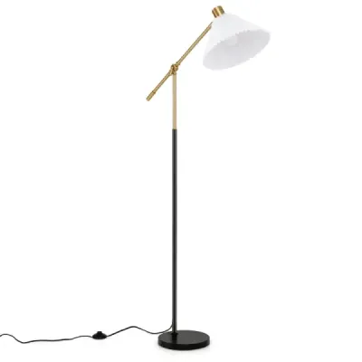 Stojací lampa s nastavitelnou výškou a úhlem natočení, 157 cm, zlatá