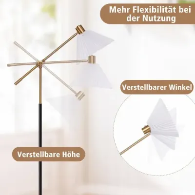 Stojací lampa s nastavitelnou výškou a úhlem natočení, 157 cm, zlatá