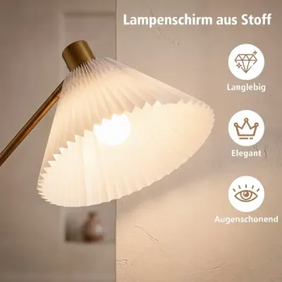 Stojací lampa s nastavitelnou výškou a úhlem natočení, 157 cm, zlatá