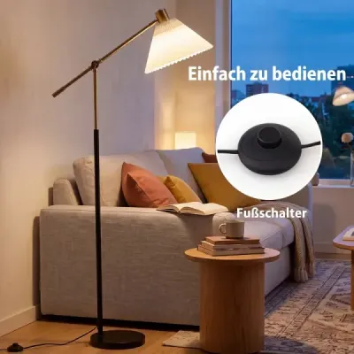 Stojací lampa s nastavitelnou výškou a úhlem natočení, 157 cm, zlatá