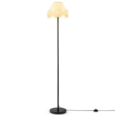 Stojací lampa s regulací jasu, 159 cm, s plynule nastavitelným jasem a látkovým stínidlem v černé barvě