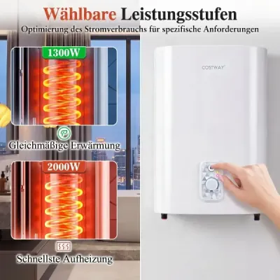Zásobník teplé vody o objemu 25 l s dvojitou nádrží, režim ohřevu 1300 W a 2000 W, 30 - 75 ℃