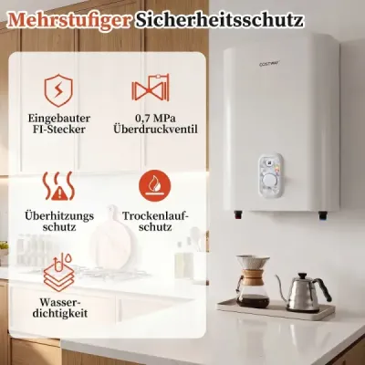 Zásobník teplé vody o objemu 25 l s dvojitou nádrží, režim ohřevu 1300 W a 2000 W, 30 - 75 ℃