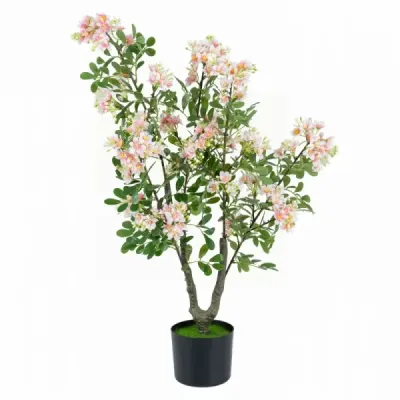 Umělý stromek Impatiens 90 cm Umělá rostlina v květináči s 210 hedvábnými květy a 55 listy růžová