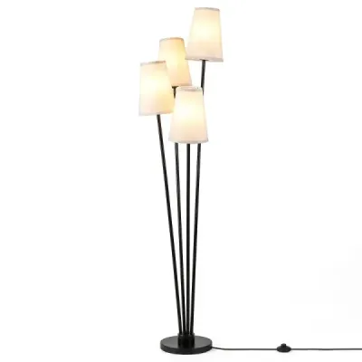 Stojací lampa se 4 žárovkami, nožním spínačem a 4 stínidly. Moderní stojací lampa, 25 x 25 x 160 cm.