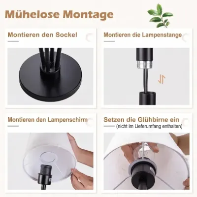 Stojací lampa se 4 žárovkami, nožním spínačem a 4 stínidly. Moderní stojací lampa, 25 x 25 x 160 cm.