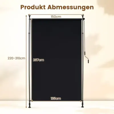 Venkovní vertikální markýza Výškově nastavitelná a výsuvná vertikální markýza 150 x 220-310 cm