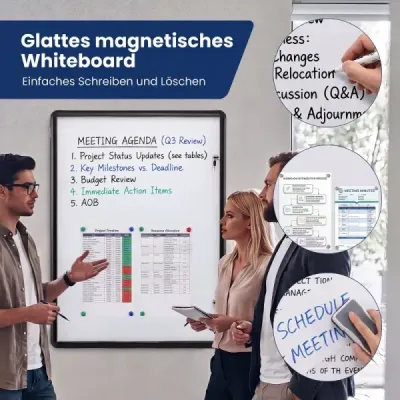 Uzamykatelná vitrína s informačním panelem, s magnetickou a popisovatelnou zadní stěnou, 90 x 65 cm, černá