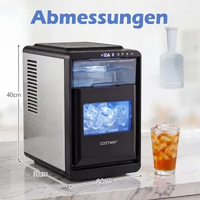 Výrobník ledu na čiré kostky ledu ve tvaru půlměsíce, 12 kg/den, 16 kusů za 15 minut se samočisticí funkcí.