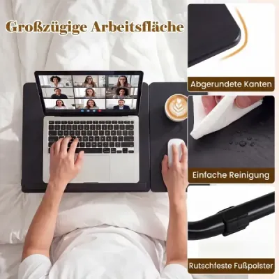 Přenosný stolek na notebook, skládací počítačový stojan na pohovku a postel, multifunkční stolek na notebook, černý