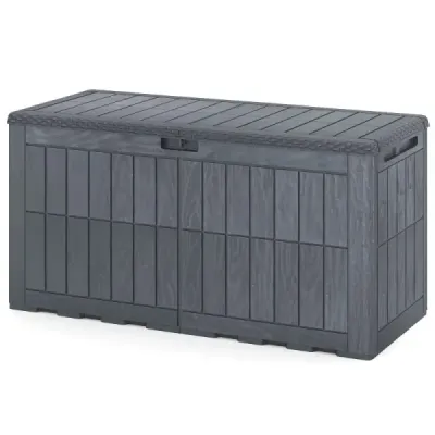 Box na matrace odolný proti povětrnostním vlivům, 380 l, venkovní úložný box s uzamykatelným víkem, šedý