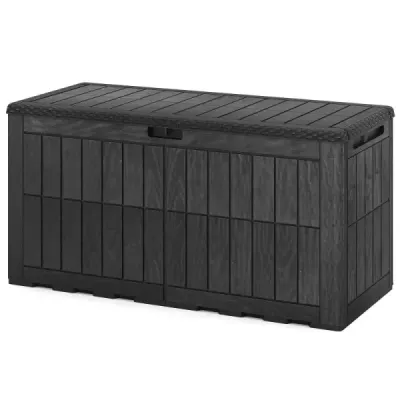 Box na matrace odolný proti povětrnostním vlivům, 380 l, venkovní úložný box s uzamykatelným víkem, černý