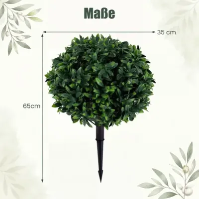 Sada 2 umělých olivovníků 65 cm, odolných proti povětrnostním vlivům, s trny do země, venkovní, zelené