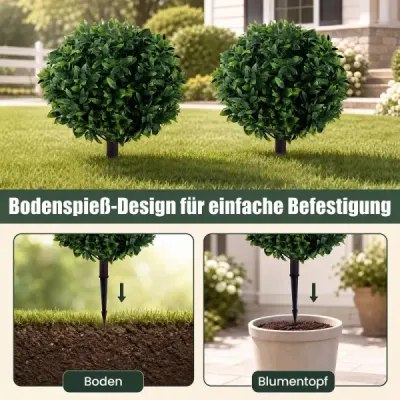 Sada 2 umělých olivovníků 65 cm, odolných proti povětrnostním vlivům, s trny do země, venkovní, zelené