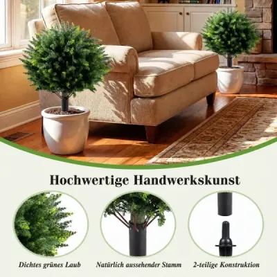 Sada 2 umělých rostlin s kůlovým hrotem, 70 cm. Umělý cypřiš z PE. Vždyzelené umělé rostliny.