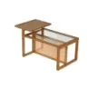 Odkládací stolek se 2 policemi, konferenční stolek s deskou z tvrzeného skla, 102 x 56 x 56 cm, přírodní