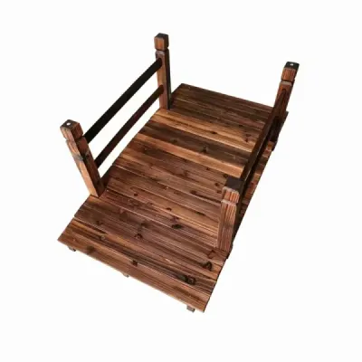 Zahradní most z jedlového dřeva, klenutý most se zábradlím, odolný proti povětrnostním vlivům, nosnost 500 kg, 125 x 68 x 47 cm