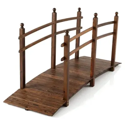 Zahradní most z jedlového dřeva, klenutý most se zábradlím, odolný proti povětrnostním vlivům, nosnost 500 kg, 230 x 73 x 108 cm