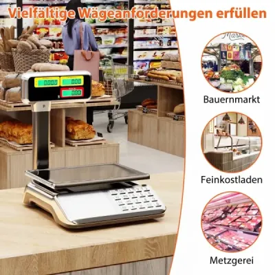 Kontrolní váha 40 kg / 5 g s oboustranným vysokým displejem, maloobchodní váha s integrovanou baterií