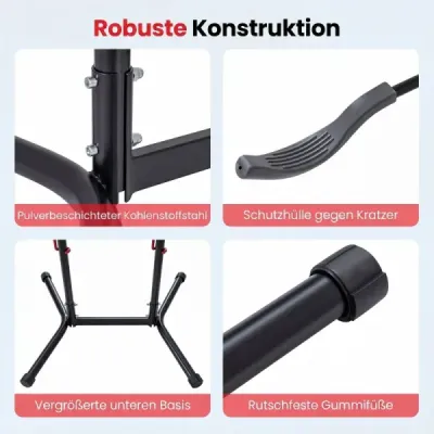Stojan na kola pro 4 jízdní kola. Volně stojící držák na kola s nastavitelnými háky.