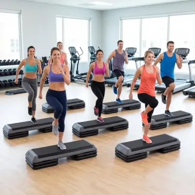 Aerobní stepper s nastavitelnou výškou, fitness stepper se 4 opěrnými bloky, strukturovaný povrch, šedý