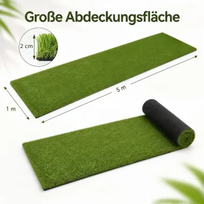 20 mm umělý trávník pro venkovní použití, zelený, s drenážním systémem, v přírodním vzhledu, 100 x 500 cm