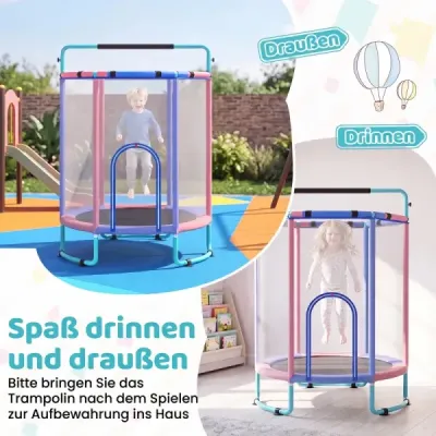 Dětská trampolína 154 cm, 6 v 1, s hrazdou, houpačkou a kruhy, modrá