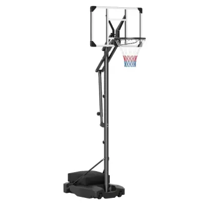 Basketbalový koš s PE deskou, venkovní basketbalový systém, 215-260 cm, výškově nastavitelný v 8 směrech