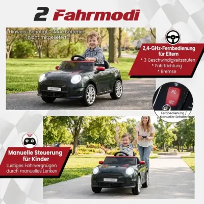 12V dětské autíčko v designu BMW Mini, elektrické autíčko pro děti s dálkovým ovládáním, LED světly a pozvolným startem, černé