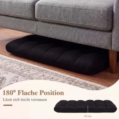 Skládací podlahová židle s nastavitelným opěradlem a polohovací funkcí, 61 x 54 x 56 cm, černa
