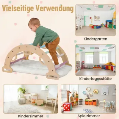Dřevěný Montessori lezecký oblouk s měkkým polštářem pro děti od 3 let, vícebarevný