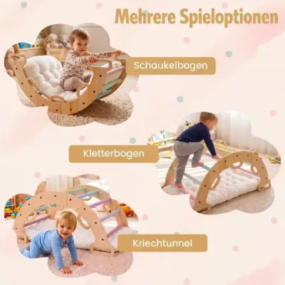 Dřevěný Montessori lezecký oblouk s měkkým polštářem pro děti od 3 let, vícebarevný