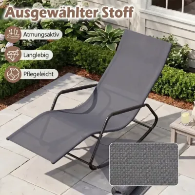 Zahradní lehátko odolné proti povětrnostním vlivům – ergonomické houpací křeslo z prodyšné látky, 143 x 57 x 86 cm, šedé
