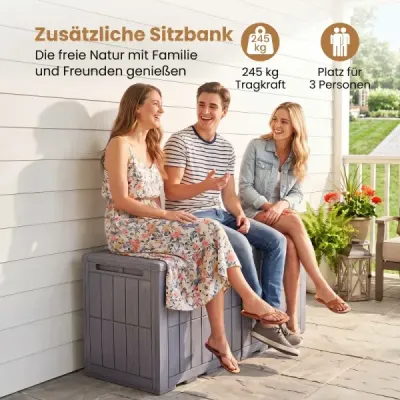Voděodolný úložný box 455L, venkovní úložný box s uzamykatelným víkem, tmavě hnědý