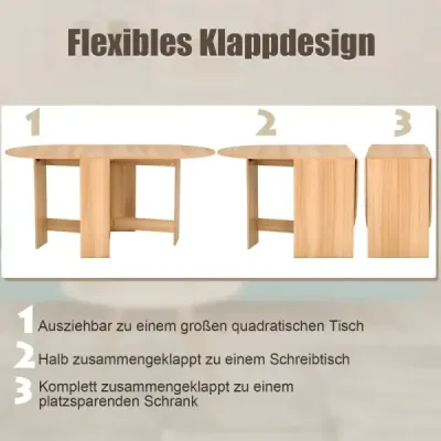 Skládací stůl, kulatý balkonový stůl, skládací zahradní stůl, přírodní
