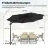 Slunečník ve tvaru semaforu, průměr 300 cm, sklopný, otočný o 360°, s klikou a nožním pedálem, šedý