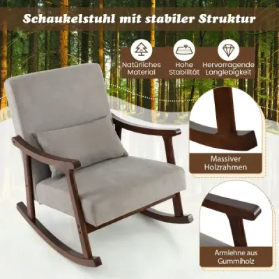 Houpací křeslo, křeslo do obývacího pokoje, čalouněné relaxační křeslo s područkami, hnědé