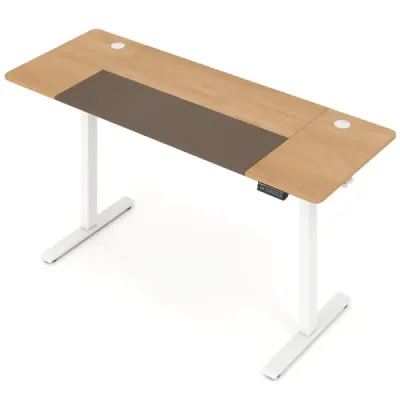 Elektricky výškově nastavitelný psací stůl se stabilní kovovou konstrukcí, 160 x 60 cm, přírodní