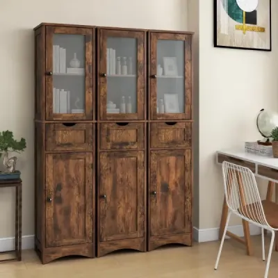 Koupelnová skříňka se 2 dvířky a 1 zásuvkou Samostatně stojící vysoká skříňka 40 x 30 x 170 cm Rustikální hnědá